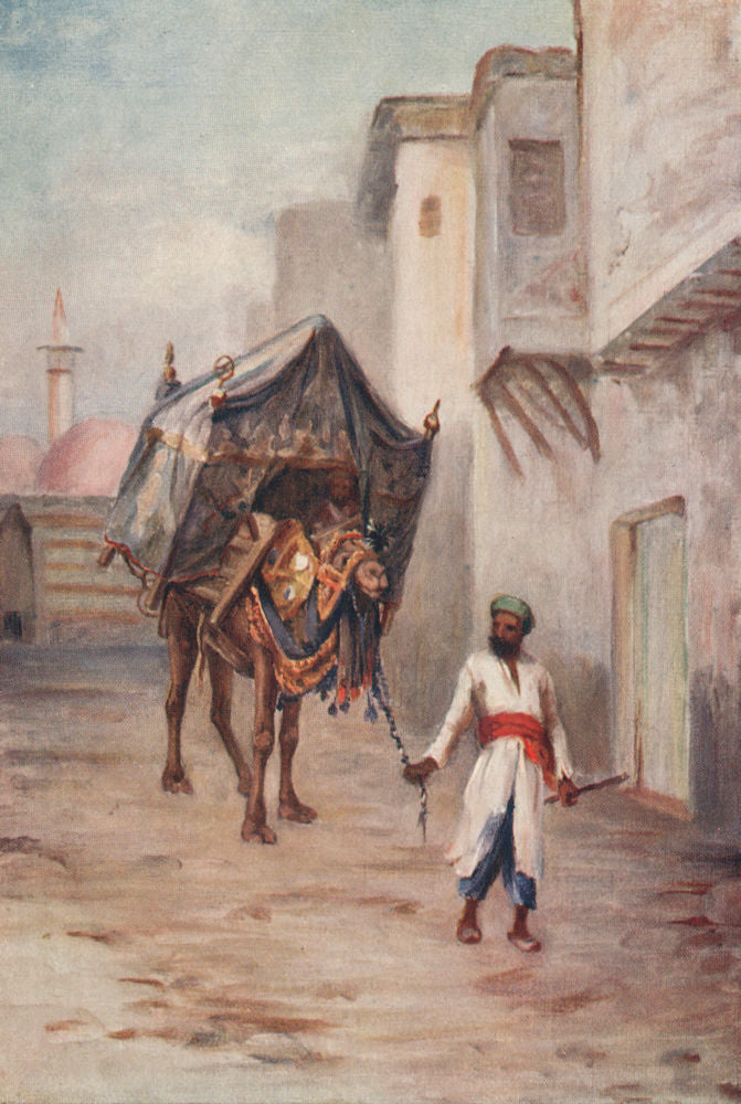 'Camel driver' by Margaret Thomas. Syria 1908 old antique print picture